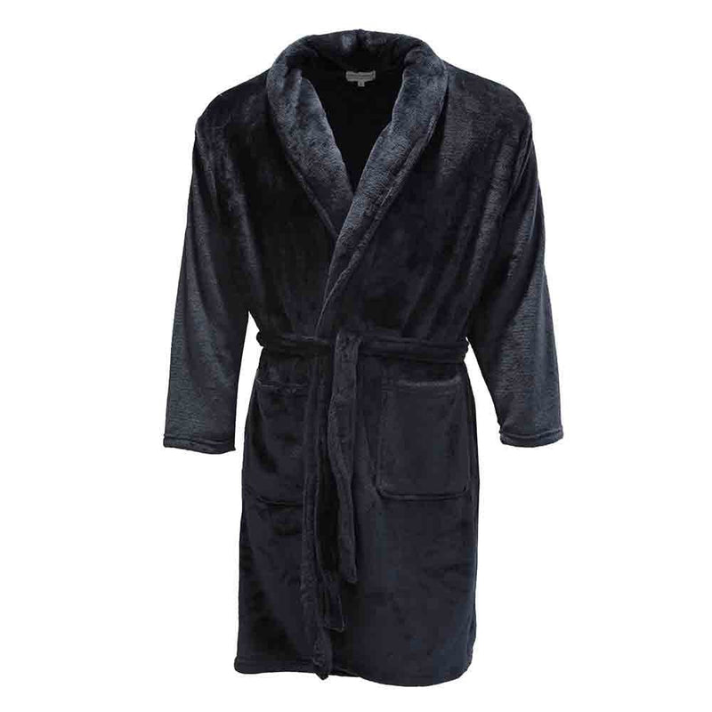 Mens Hutson Harbour Plain Dressing Gown - Black