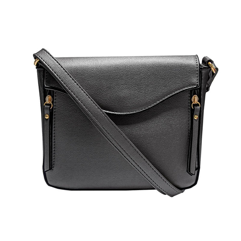 Tru Zip Pocket Taupe Cross Body Multi Zip Shoulder Bag Handbag Gift For Her