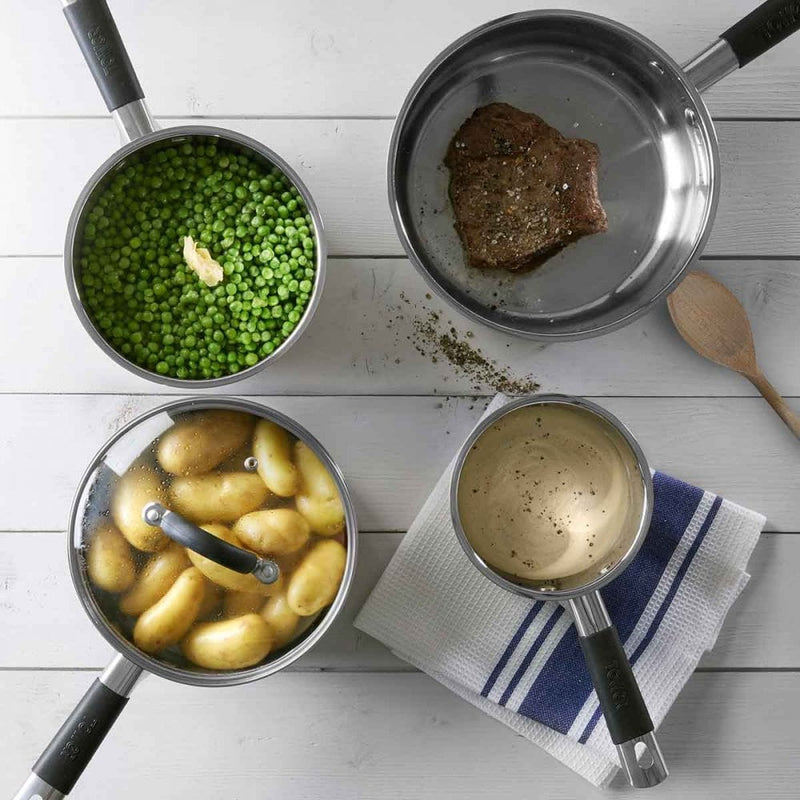 Tower 3 Piece Soft Touch Stainless Steel Pan Set