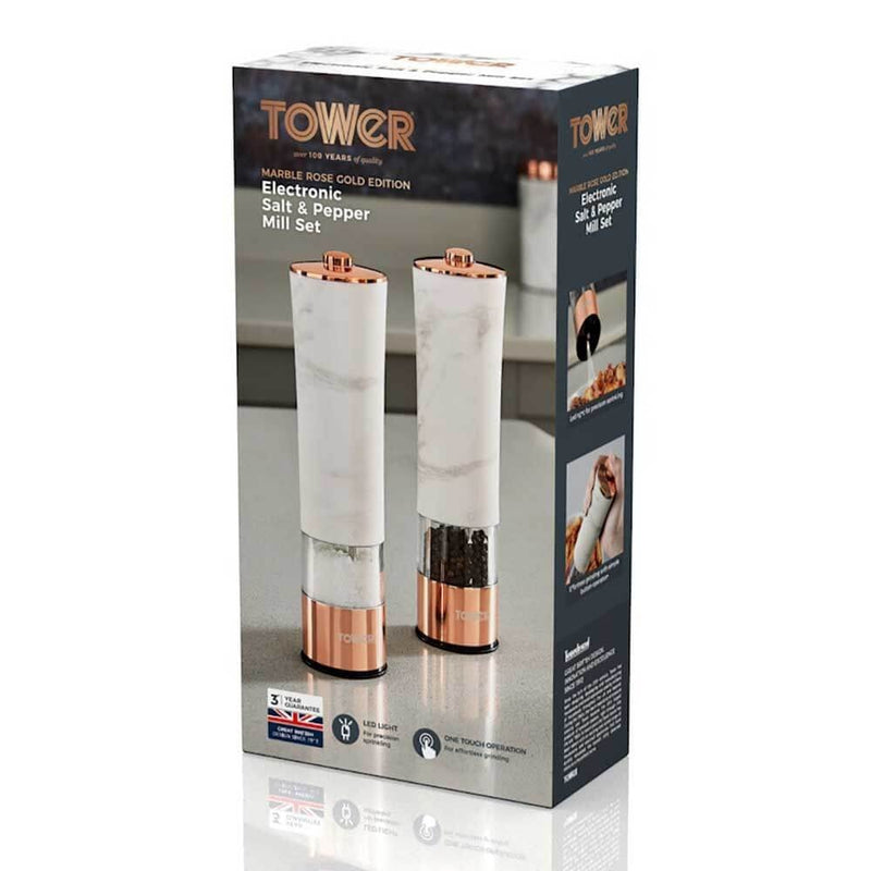 Electric Salt & Pepper Mill Marble Set