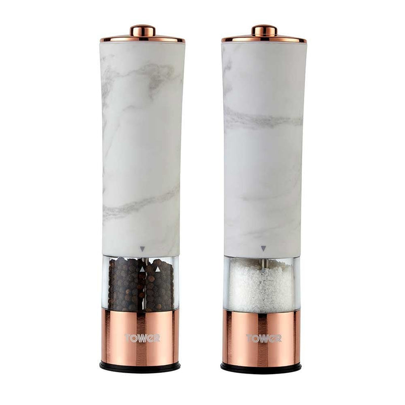 Electric Salt & Pepper Mill Marble Set