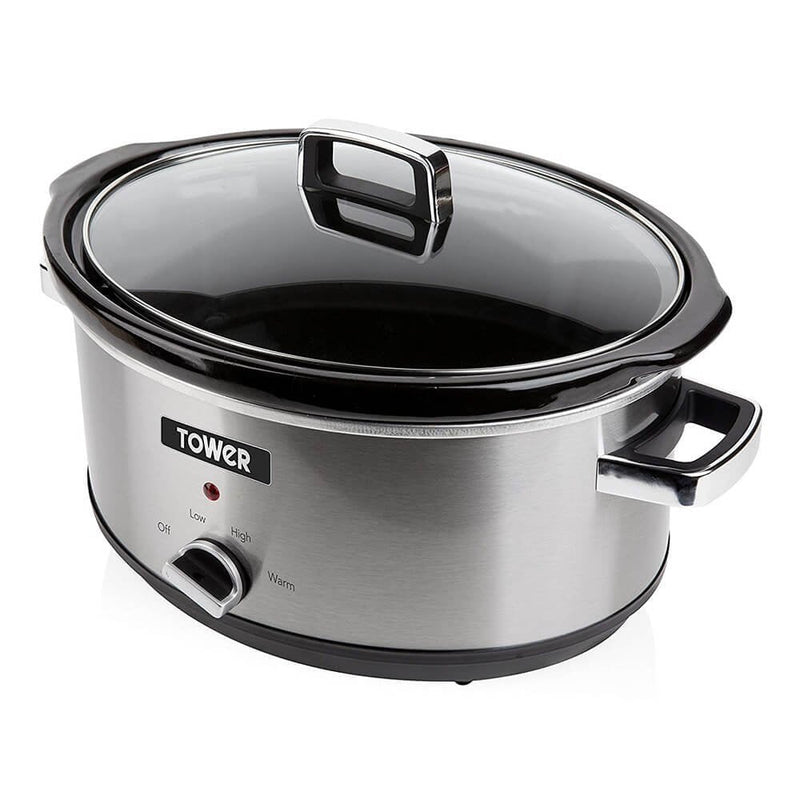 Tower 6.5L Stainless Steel Slow Cooker - Silver