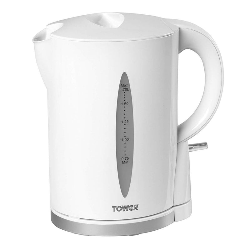 Tower 1.7L 2.2KW Plastic White Jug Kettle - White