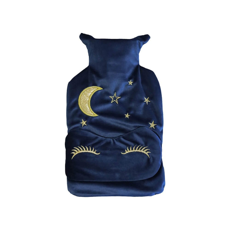 Hot Water Bottle and Eye Mask Set - Blue