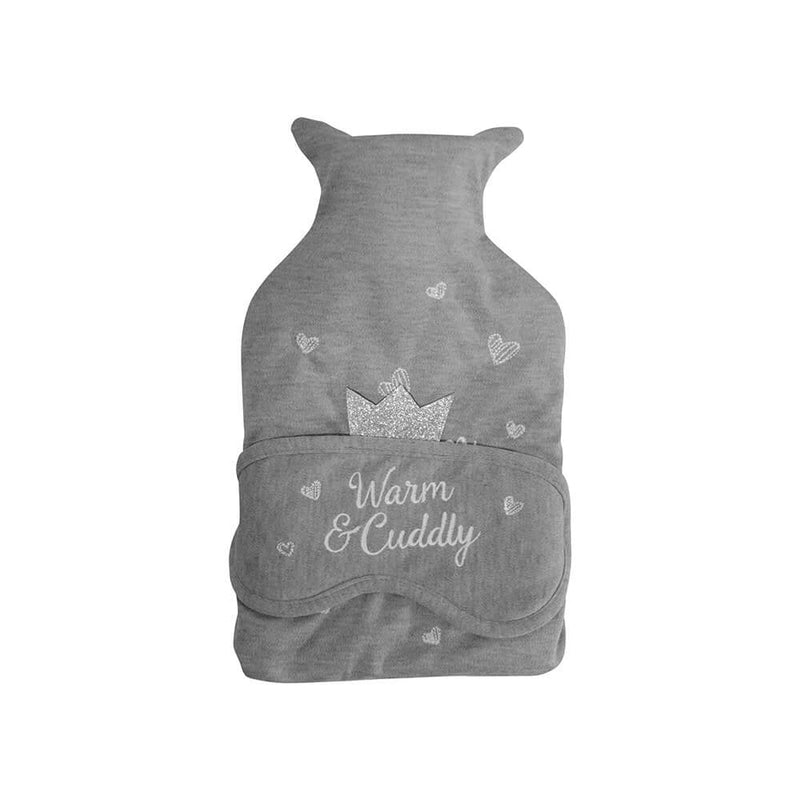 Hot Water Bottle and Eye Mask Set - Grey