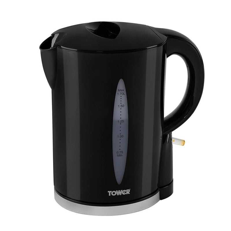 Tower 1.7L 2.2KW Plastic Black Jug Kettle - Black