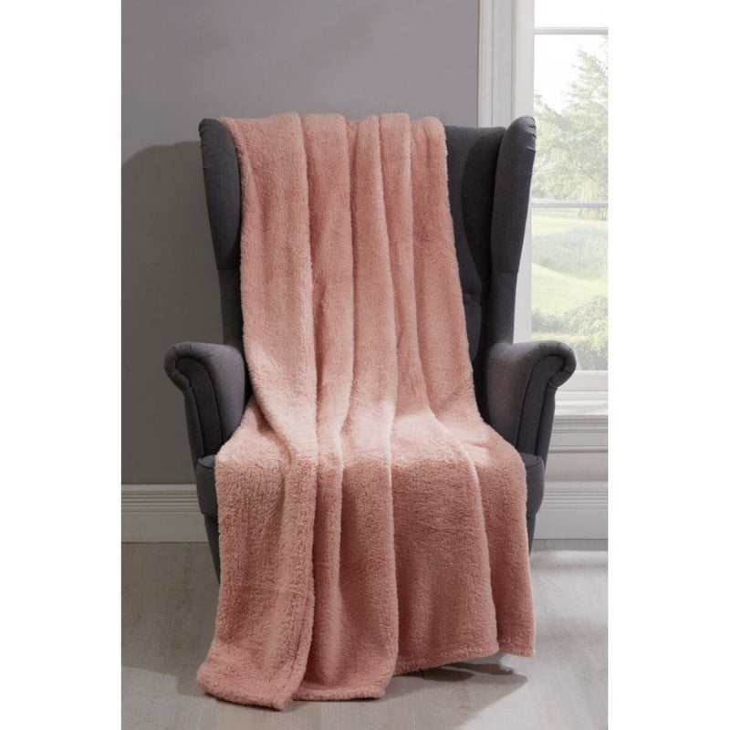 Lurex Teddy Bear Sparkle Faux Fur Throw Blanket Or Cushion| 100% Polyester Soft And Warm Throws And Cushions (Throw, Blush)