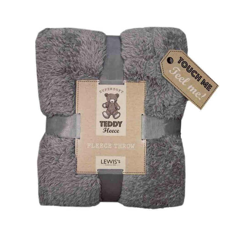 Teddy Fleece Super Soft Throw - Charcoal