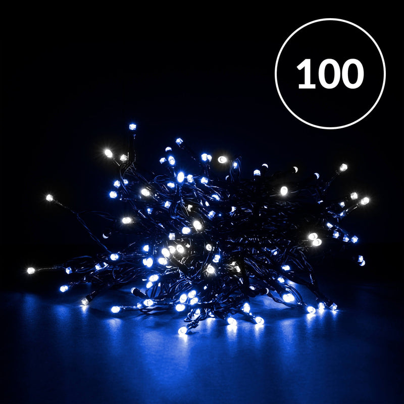 Christmas Sparkle Indoor and Outdoor Chaser Lights x 100 in Blue and White