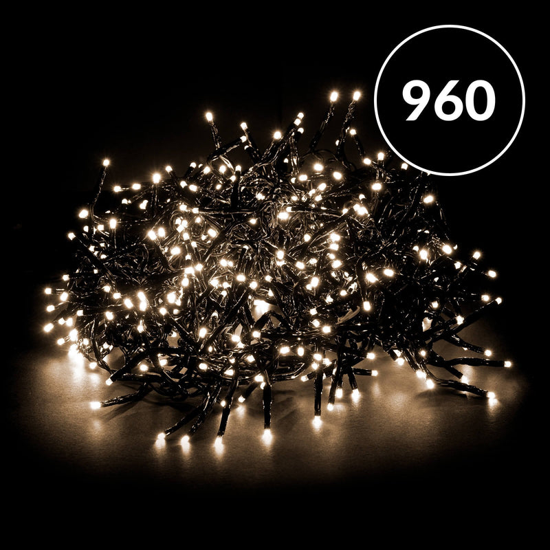 Christmas Sparkle Indoor and Outdoor Cluster Lights x 960 with Warm White LEDs - Mains Operated