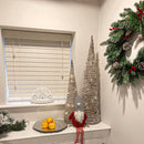 30 LED Rattan 2 Piece Cone Tree Set