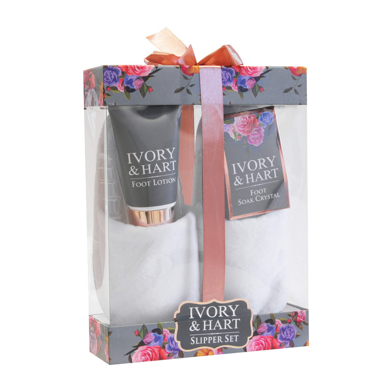Ivory & Hart Midnight Rose Slippers Foot Lotion Foot Soak Crystals Gift Set