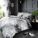 Dark Tropical Duvet Cover Bedding Set - Grey