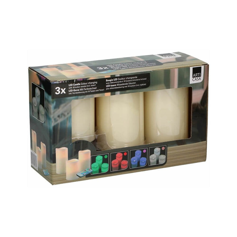 Set of 3 LED Colour Changing Candles