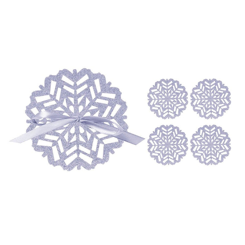 Christmas Silver Glitter Felt Coaster Pack -  4 Pack