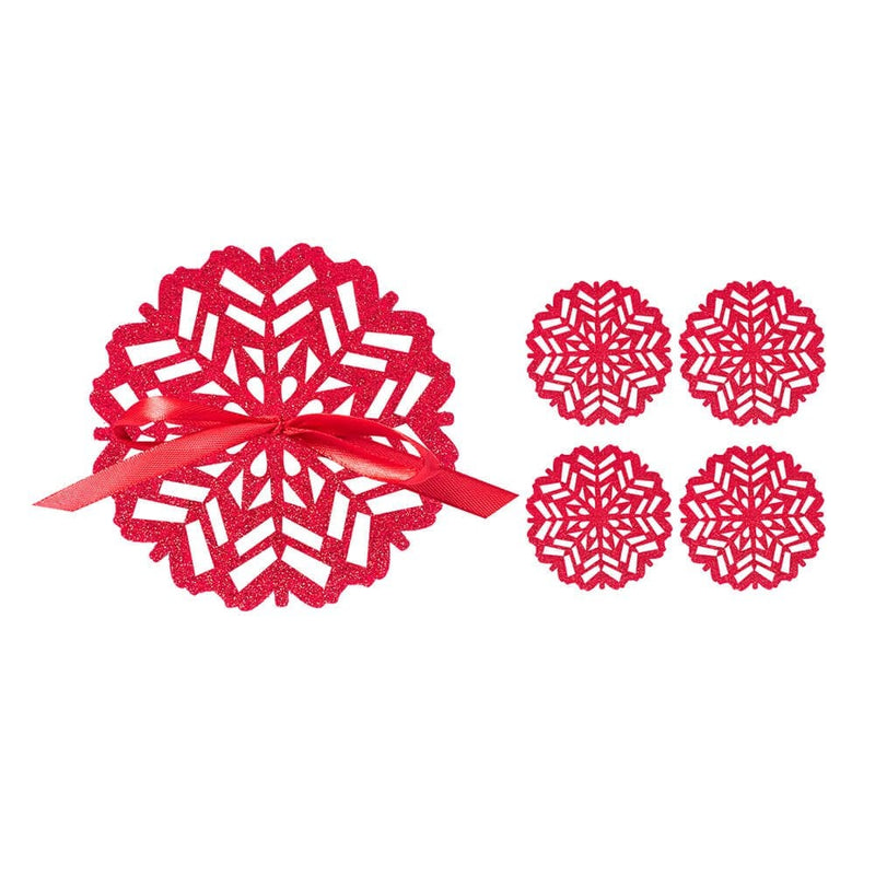 Red Glitter Felt Coaster Pack