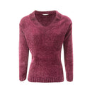 Chenille V-Neck Jumper - Berry