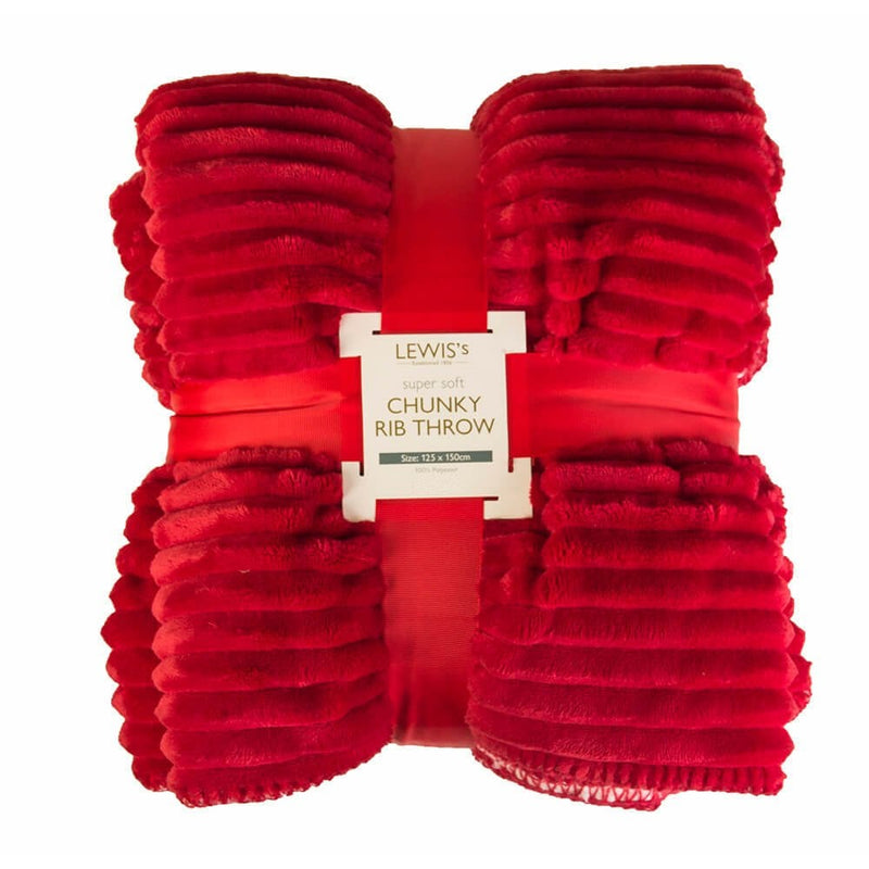 Lewis's Super Soft Chunky Rib Throw 125X150cm - Red