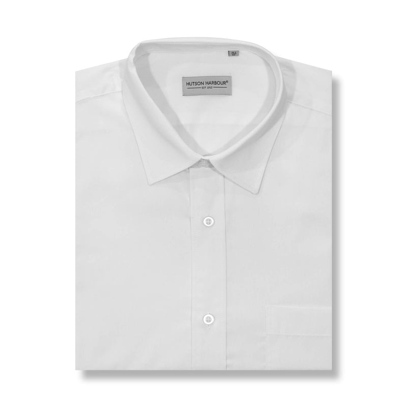 Hutson Harbour Short Sleeve Formal Plain Shirt- White