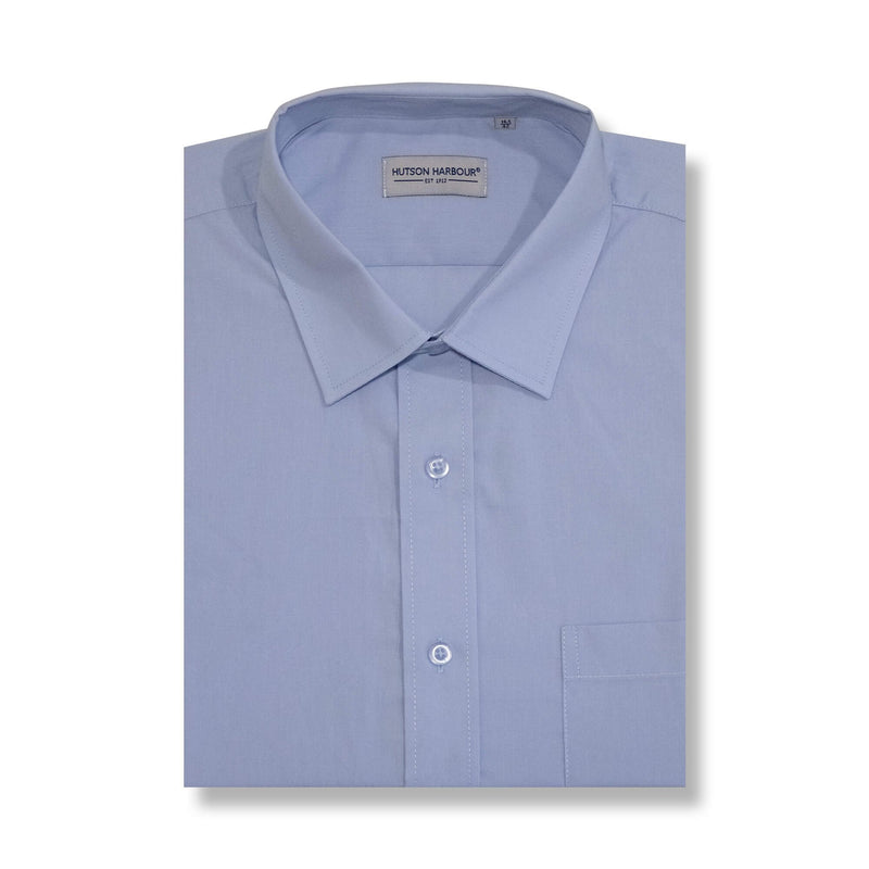 Hutson Harbour Short Sleeve Formal Plain Shirt- Sky