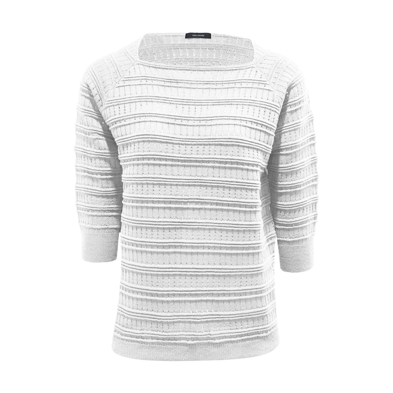 Stitch Square Neck Acrylic Jumper - White