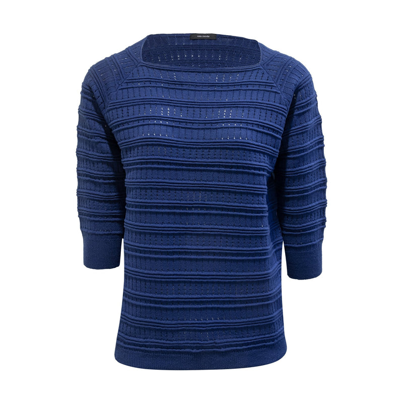 Stitch Square Neck Acrylic Jumper - Navy