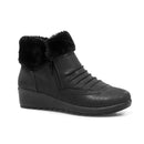 Furry Cuff Zip Boot - Black