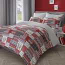 Skandi Patchwork Brushed Cotton Duvet Set - Red
