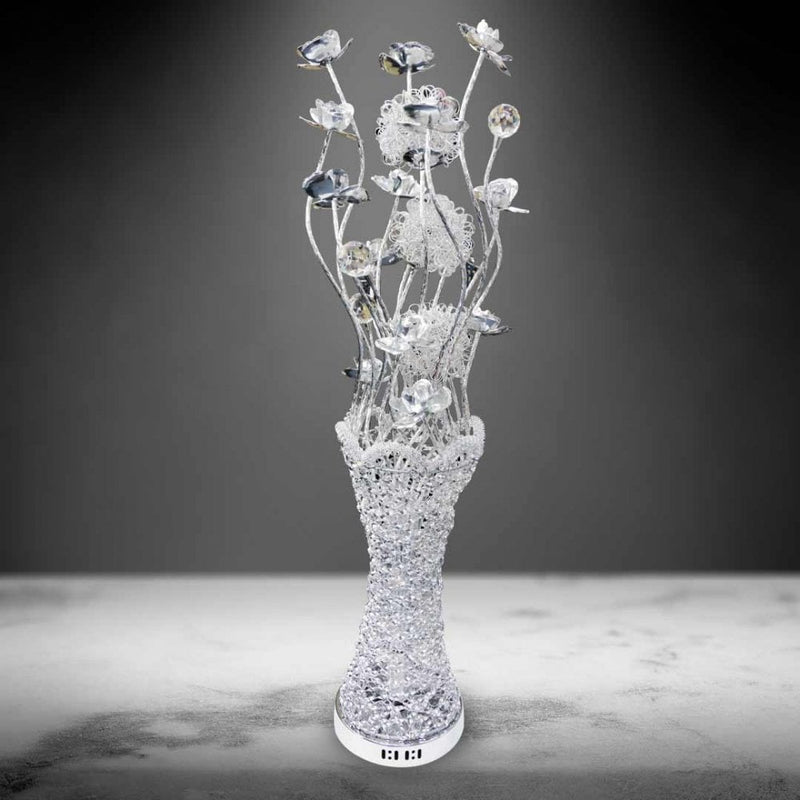 Artificial Flower Lamp with Crystals Light 100cm - Silver