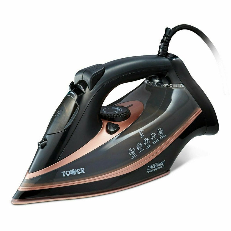 Tower 3000W Black/Rose Gold Ceraglide Iron - Black/Rose Gold