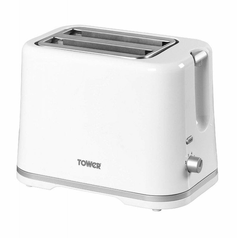 Tower 2 Slice Plastic White Toaster - White