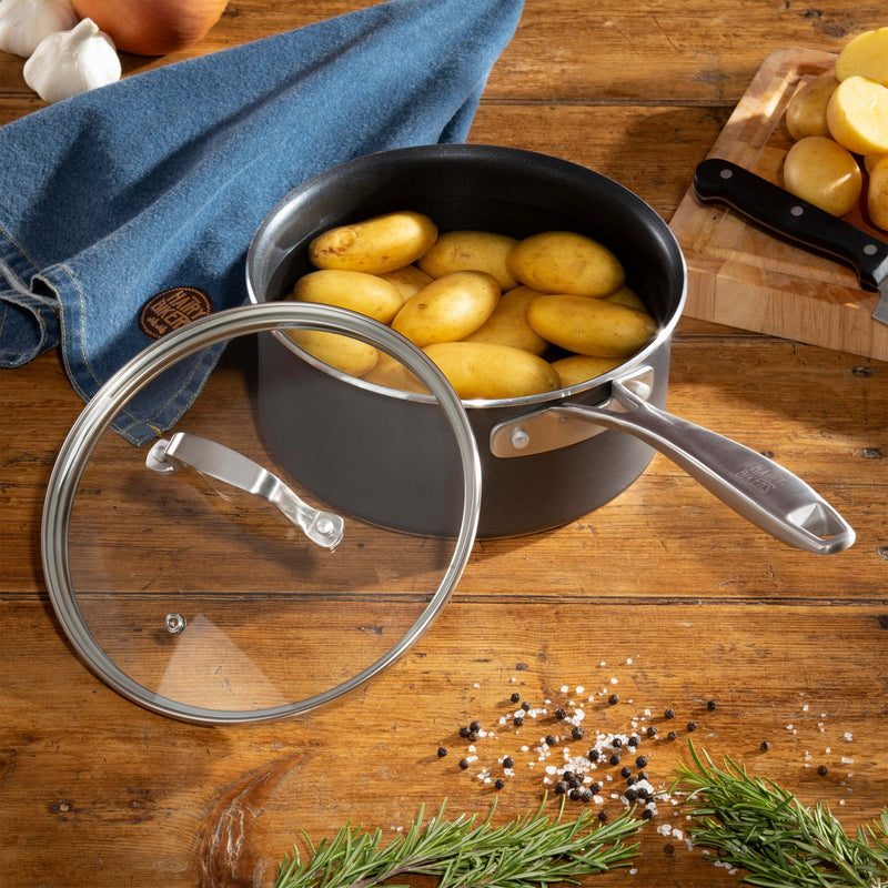 Hairy Bikers 20cm Non-Stick Forged Saucepan with Glass Lid