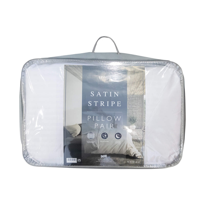 Lewis's  Pack of 2 Luxury Quality White Satin Stripe Microfibre Hollowfibre Pillow