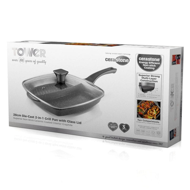 Tower Cerastone 2-in-1 Cast Grill 28cm