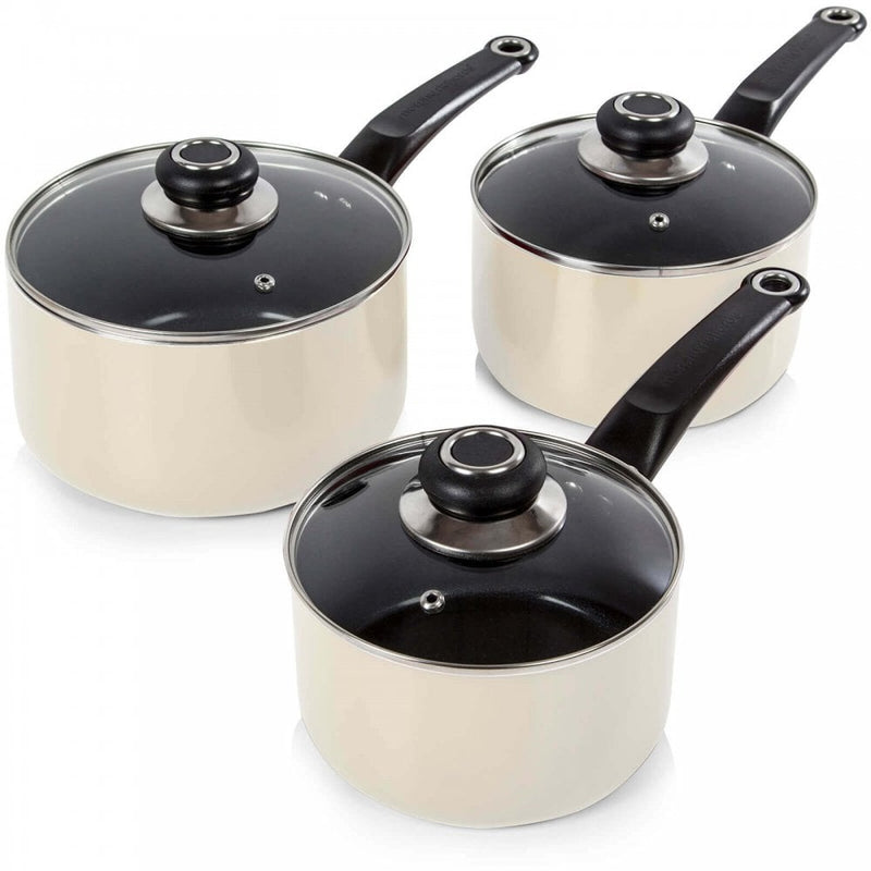 Morphy Richards Equip 3 Piece Saucepan Set Cream