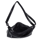 Women's Black Zip Patch Leather Handbag