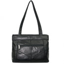 Women's Black Organiser Patch Leather Handbag