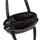 Women's Black Organiser Patch Leather Handbag