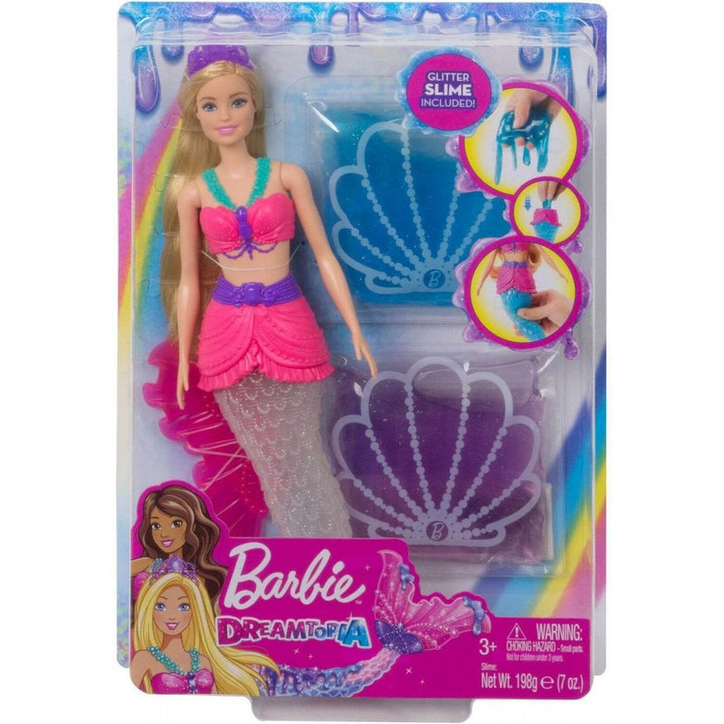 Barbie Dreamtopia Slime Mermaid Doll Toy Gift With 2 Packs Of Glitter Slime