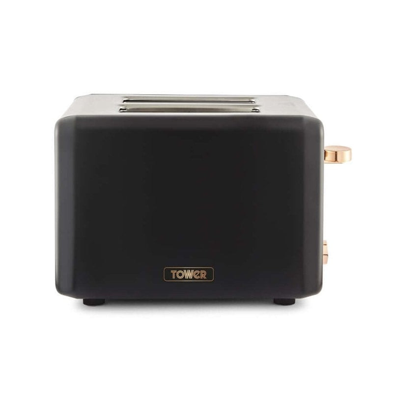Tower Cavaletto 2 Slice Metal Toaster - Black/Rose Gold