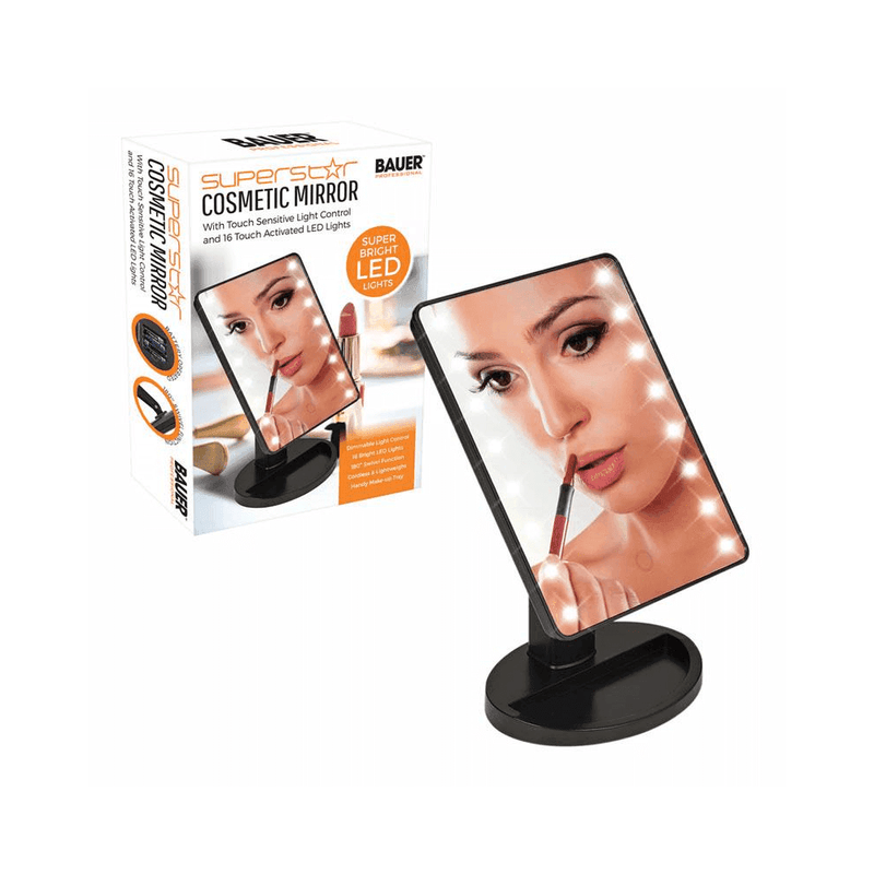 BAUER Superstar Cosmetic Touch Sensitive Activated LED Make Up Bathroom Mirror