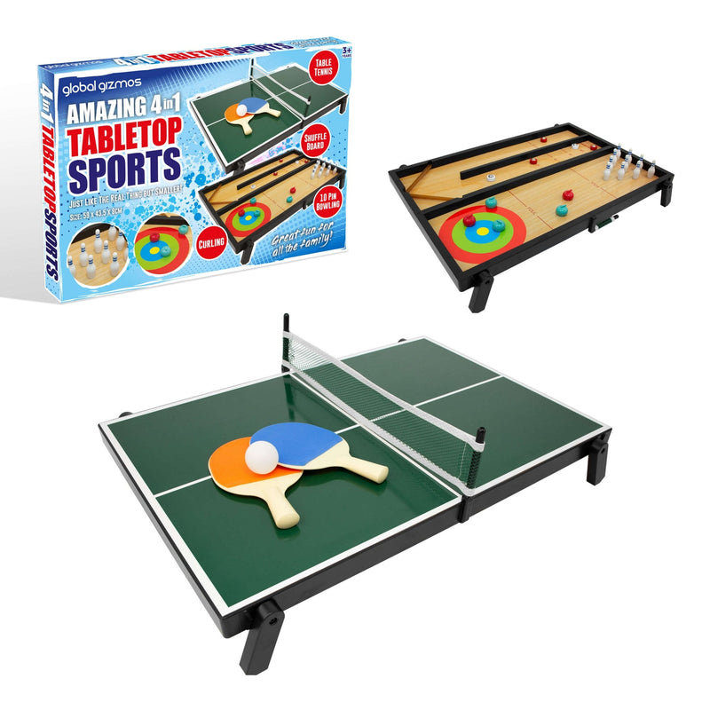 4 in 1 Portable Travel Tabletop Sports Table Games Table Tennis Bowling Toy