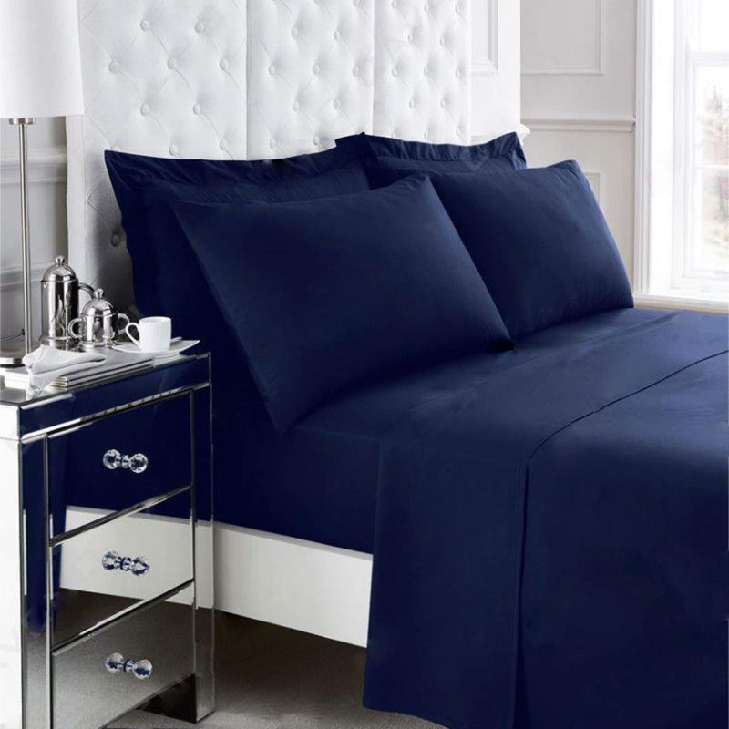 Non Iron Percale Bedding Sheet Range - Navy