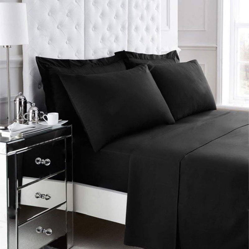 Non Iron Percale Bedding Sheet Range - Black