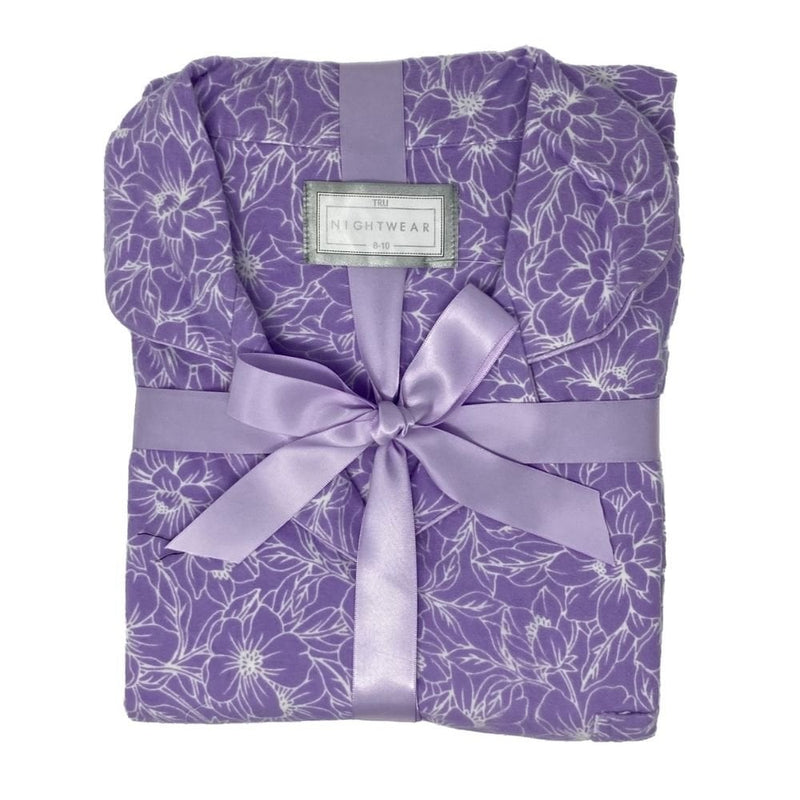 Ladies Purple Illustrated Floral Flannel Pyjamas
