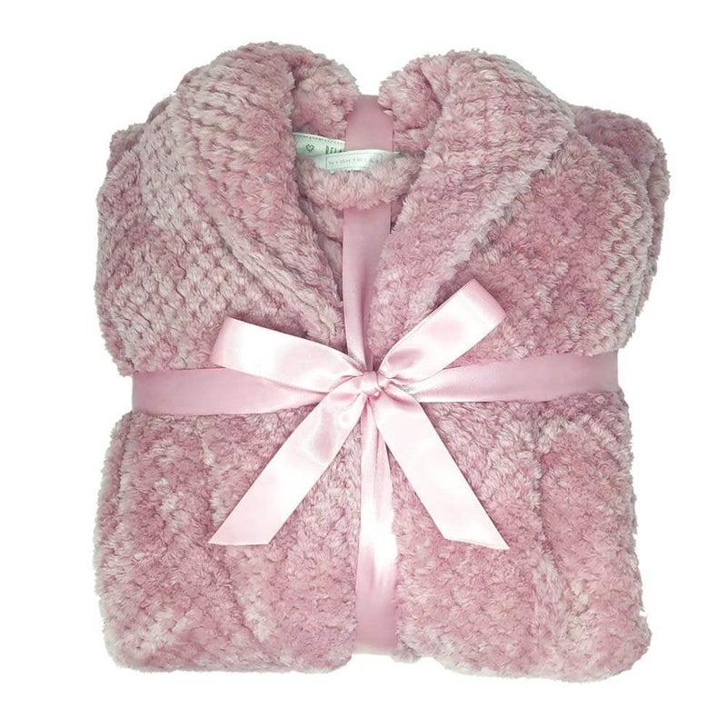 Ladies Pink Honeycomb Fleece Dressing Gown