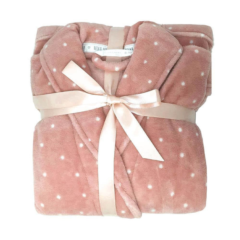 Shawl Collar Robe - Pink Polka Dot 