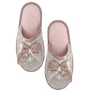 Velour Bow Mule Slippers