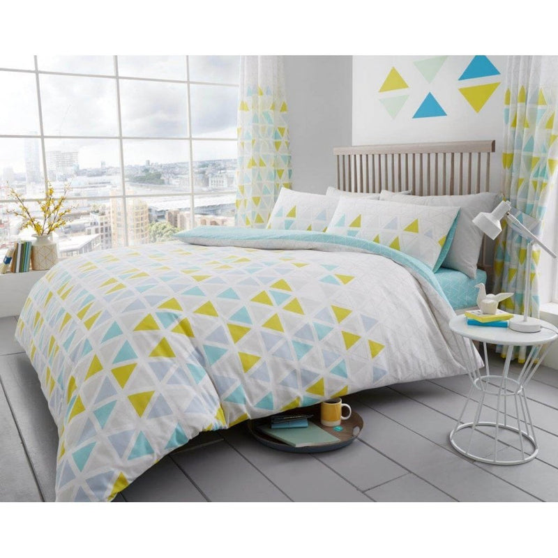 Geo Triangle Duvet - Teal