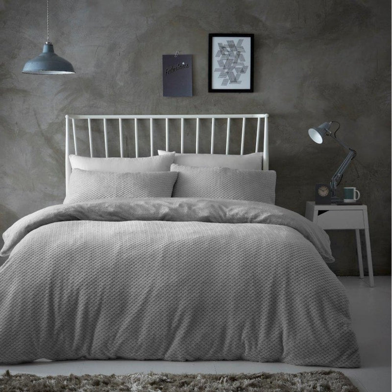 Silver Popcorn Fleece Blush Duvet Set - Single/Double/King